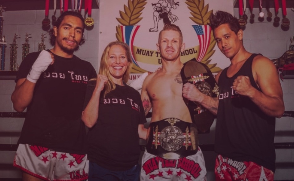Travis Garlits with training partners at Muay Thai School USA